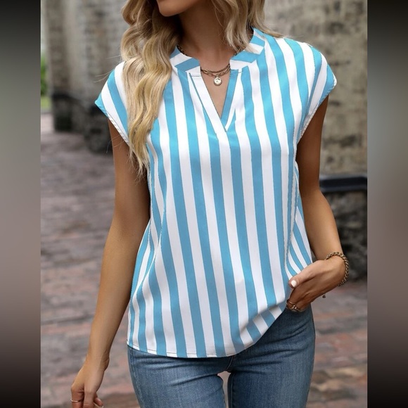 Striped notched neck blouse - Picture 7 of 16